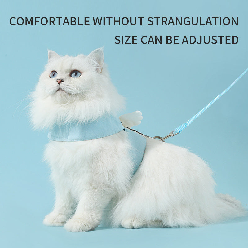 Adjustable Pet Cat Leash Set, Angel Wings Design, Breathable, And Soft For Comfort Cat Harness And Leash Set, Adjustable Gradient Kitten Harness Escape Proof Harness With Leash For Kitty